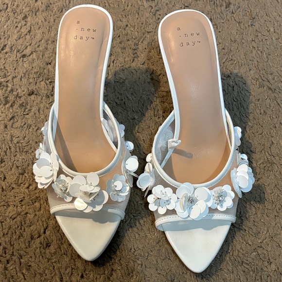 a new day Shoes - a new day White Floral Heels
